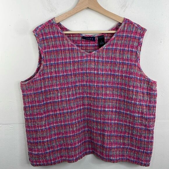 Crazy Horse by Liz Clairborne Cropped smocked sleeveless multicolored size 2X - Picture 1 of 10